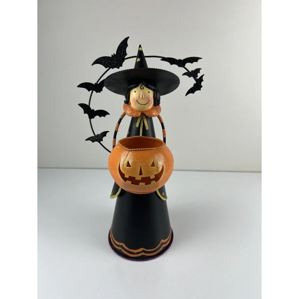 PartyLite Abracadabra Witch Halloween Candle Tealight Holder Bats Retired